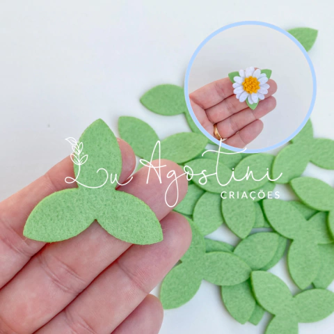Folha feltro trio verde claro- 4cm- 10 unidades