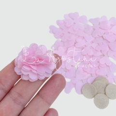 Flor hortênsia montável tecido fino rosa claro- 3cm- 50 recortes, 5 flores