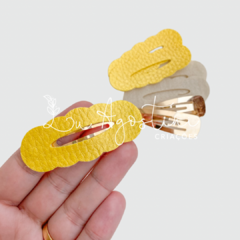 Kit montável tic tac oval escalope amarelo gloss- 6 itens- 1 par
