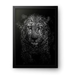 Quadro Poster Decorativo Onça Pintada Preto e Branco - comprar online