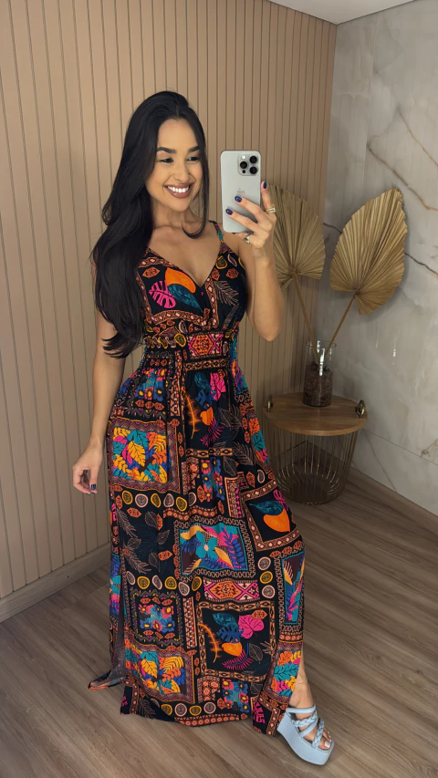 VESTIDO VISCOLINHO ESTAMPADO ALÇA 0306 - comprar online