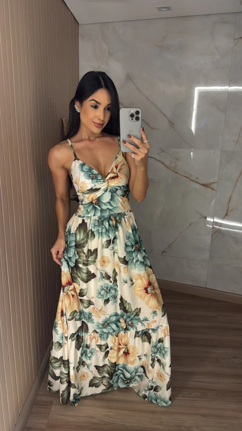 VESTIDO CREPE FLORAL 0187 - comprar online