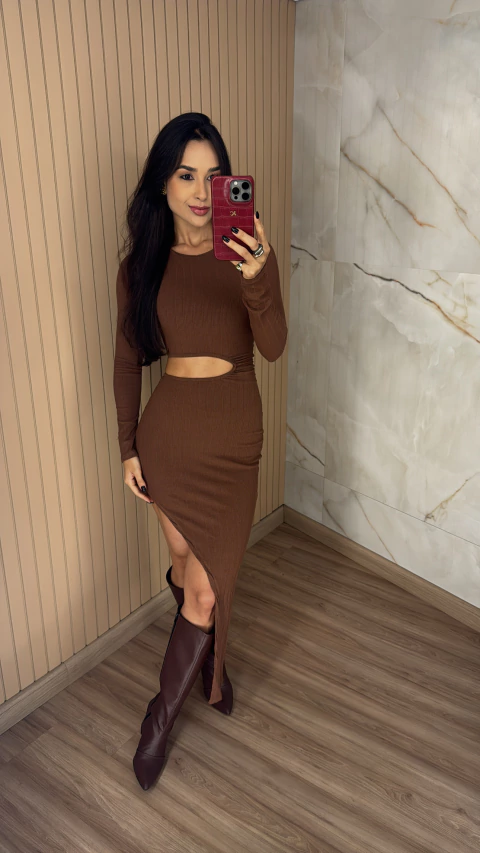 VESTIDO CANELADO PREMIUM FENDA 0103 - comprar online