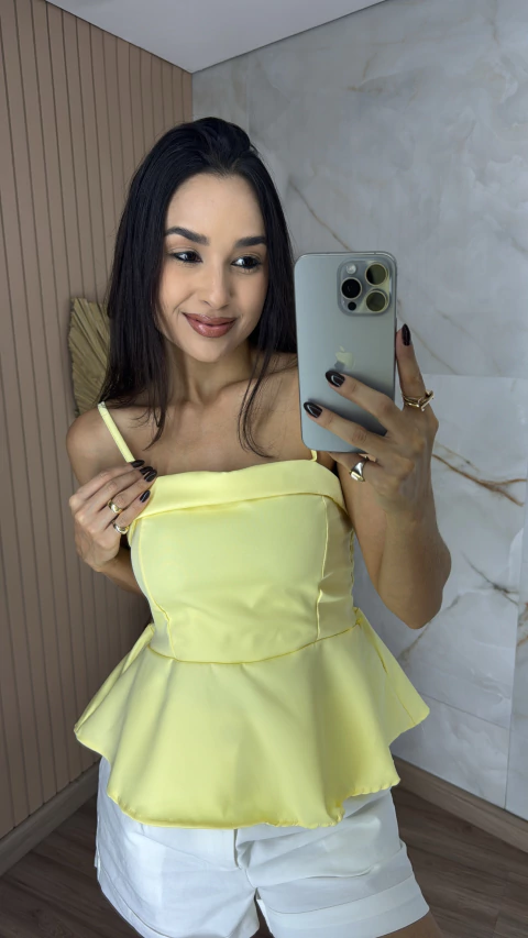 BLUSA ALFAIATARIA ALÇAS FINAS PEPLUM 0268 - comprar online