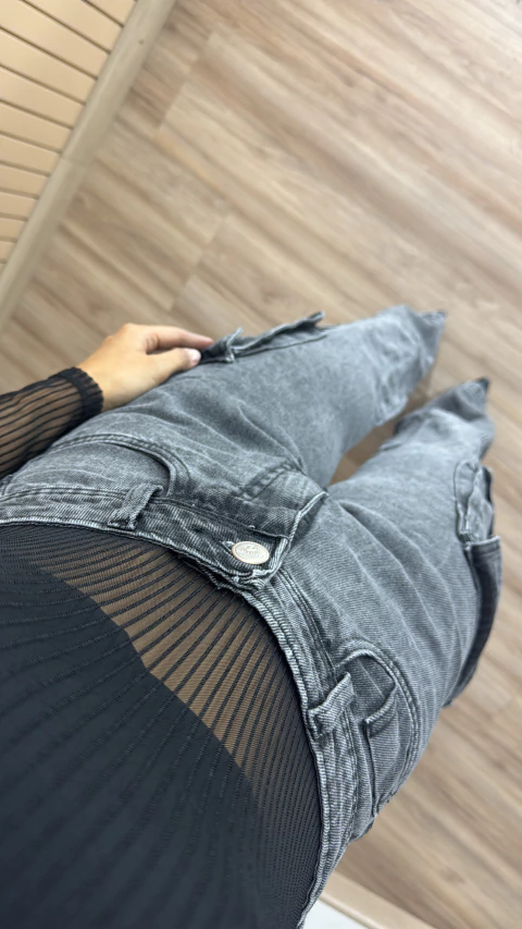 CALÇA JEANS WIDE LEG CARGO ESTONADA 0374 - comprar online