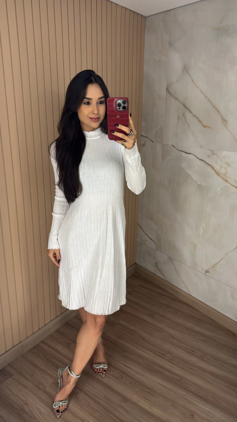 VESTIDO TRICOT MODAL BRANCO 0224 - comprar online
