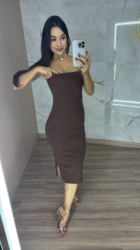 VESTIDO RIBANA MIDI SEM ALÇAS 0098 - comprar online