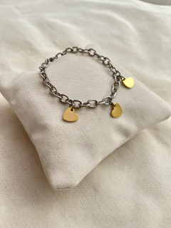 Pulsera familia eslabon tiff con mini corazon combinada - Ibérica taller boutique