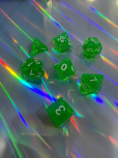 Set Dados Verde Manzana Glitter