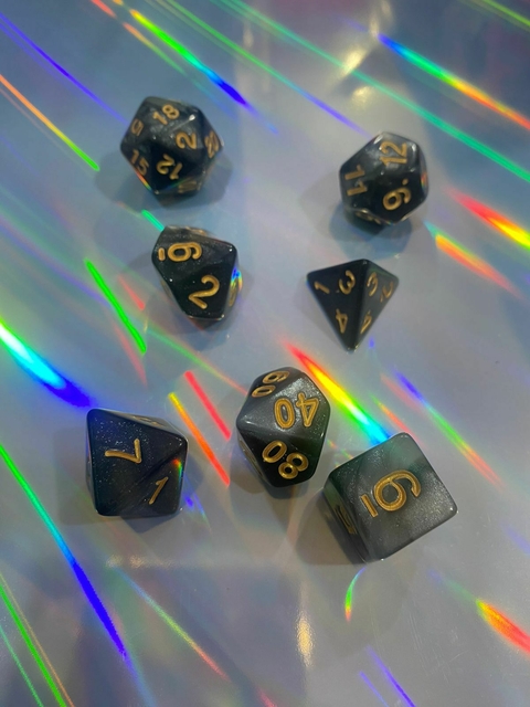 Set Dados Negro Glitter