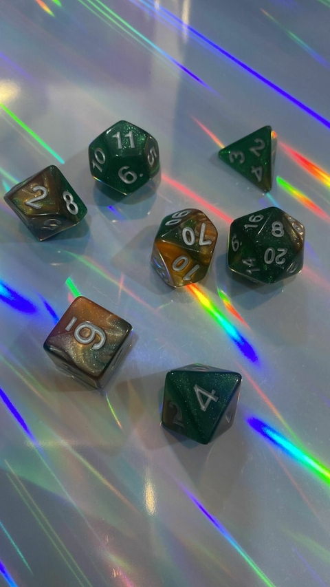 Set Dados Verde Amarillo Glitter