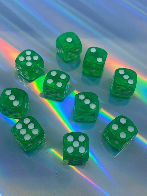 Set 10 Dados de 6 caras - Verde