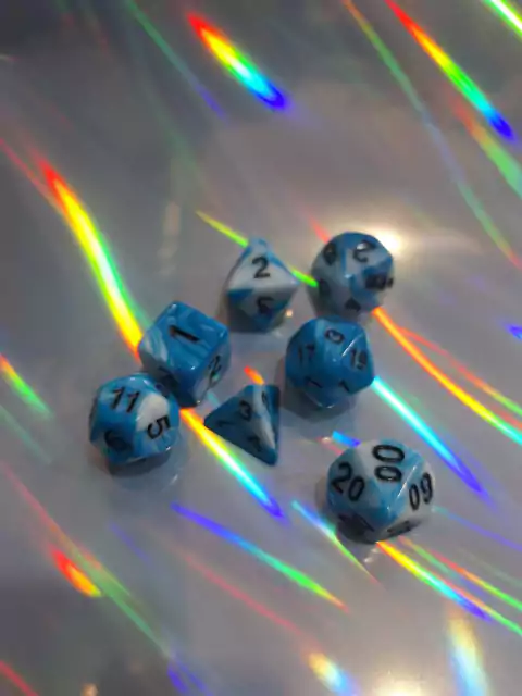 Set Dados Celeste Tornasolado