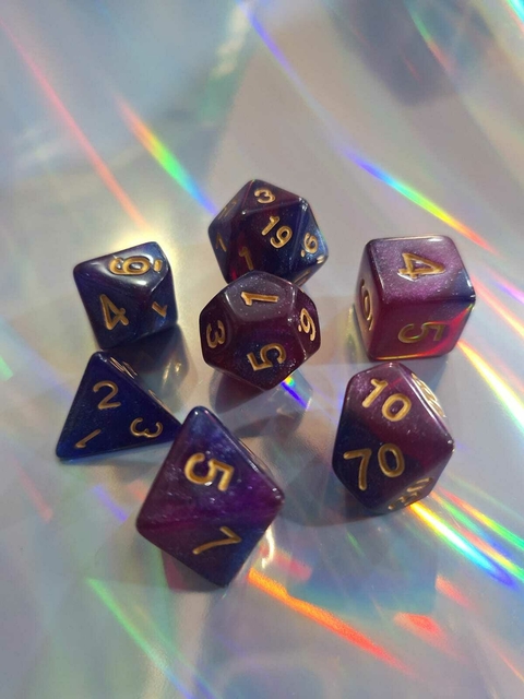 Set Dados Azul Violeta Glitter
