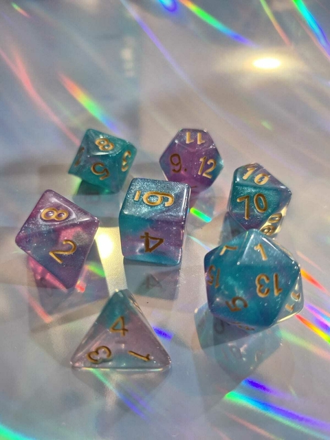 Set Dados Celeste Lila Glitter