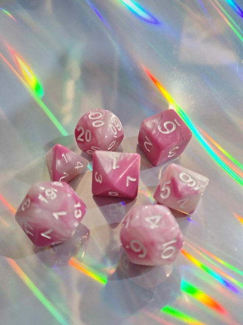 Set Dados Rosa Blanco Tornasolado