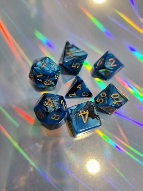 Set Dados Azul Negro Tornasolado