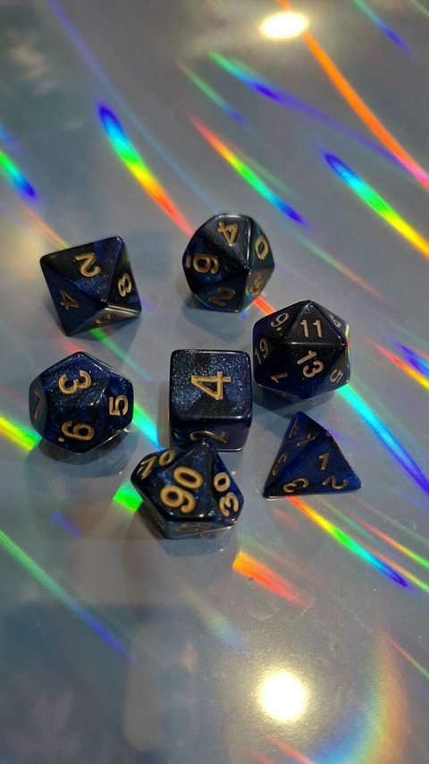 Set Dados Azul Noche Glitter