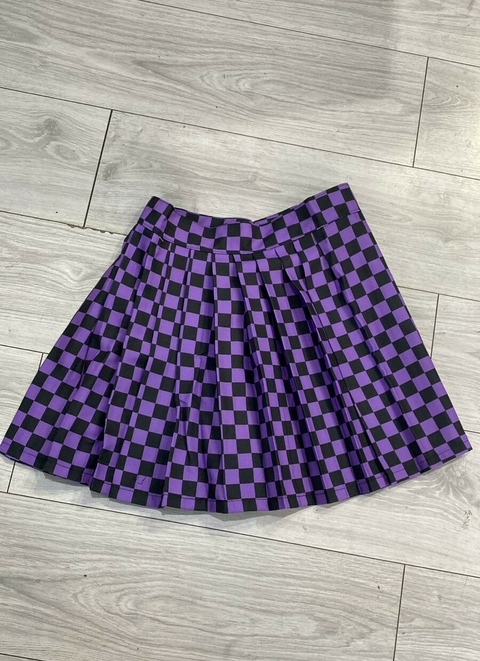 Pollera Cuadriculada violeta y Negro - comprar online