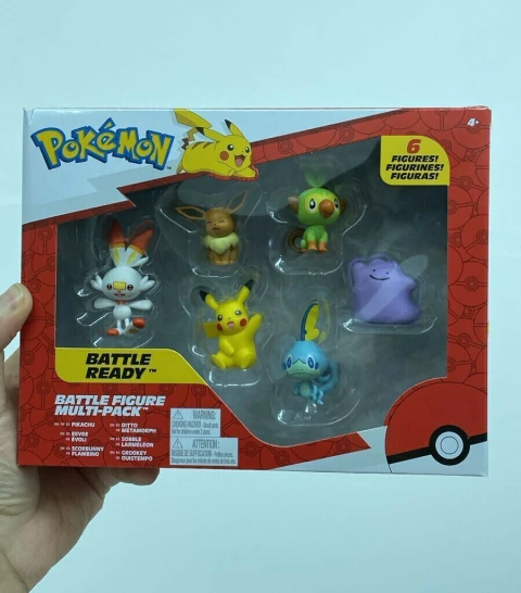 Set 6 Figuras Pikachu, Eevee, Scorbunny, Ditto, Sobble, Grookey - Pokemon Battle Ready - JAZWARES - comprar online
