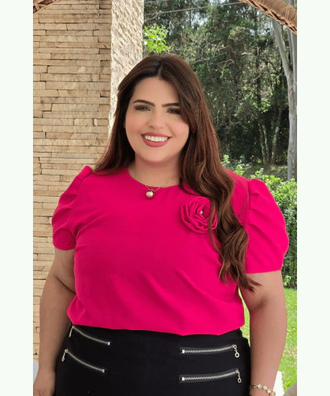 Blusa Talita Moda Evangélica em Crepe com Flor 3D e Pedraria | Patmos