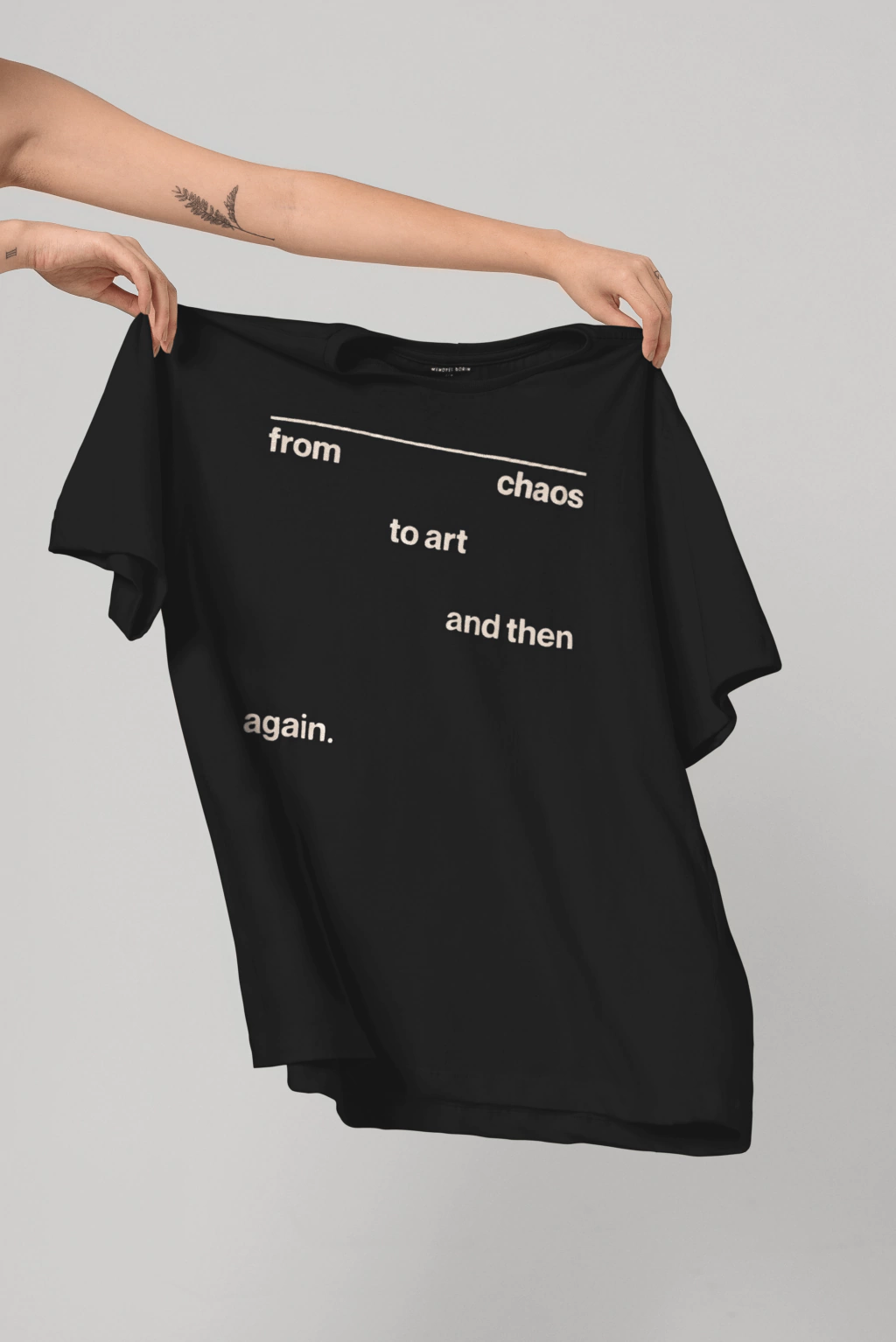 t-shirt ' from chaos to art ' oversized in black