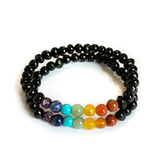 Pulsera 18 cm. 7 Chakras (elástica) - MUCHO ÁMBAR