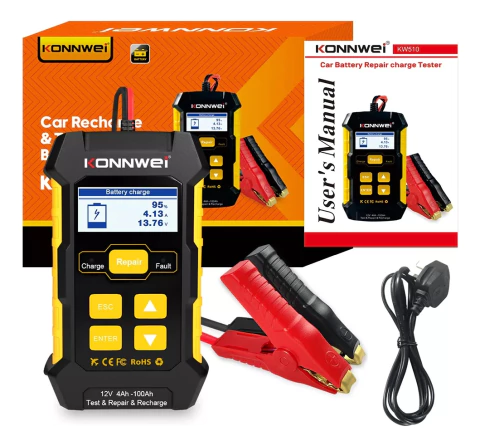 TESTER Y CARGADOR PARA BATERIA CON PANTALLA KONNWEI KW510 NEGRO