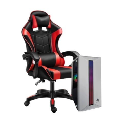 PC ARMADA AMD ATHLON 3000G + SILLA GAMER ROJA Y NEGRA 16GB 2X8 RGB DDR4 SSD 512GB MB A520M GAB GAMER