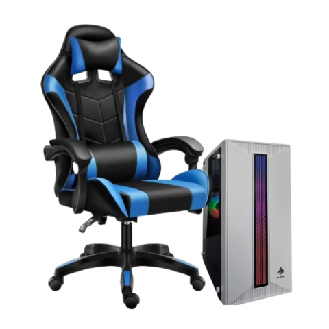 PC ARMADA AMD ATHLON 3000G + SILLA GAMER AZUL Y NEGRA 16GB 2X8 RGB DDR4 SSD 512GB MB A520M GAB GAMER