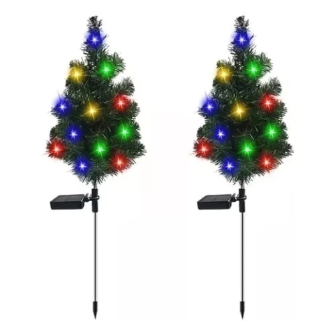 LAMPARA SOLAR CON ARBOL DE NAVIDAD X 2 UNIDADES