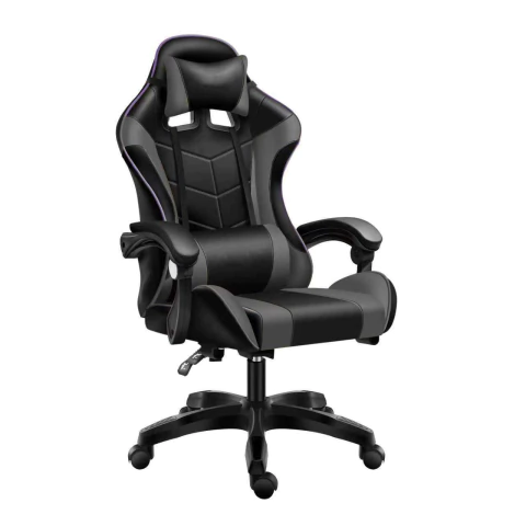 SILLA GAMER ZENEI KAISEN NEGRA Y GRIS ALT REG GIRO 360° RECLINABLE ALMOHADON CERVICAL Y LUMBAR - comprar online