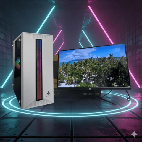 PC ARMADA AMD ATHLON 3000G + MONITOR ZENEI 24" 16GB 2X8 RGB DDR4 SSD 512GB MB A520M GABINETE GAMER