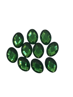 CHATON OVAL VERDE ESMERALDA 13X18 - 10 UNIDADES