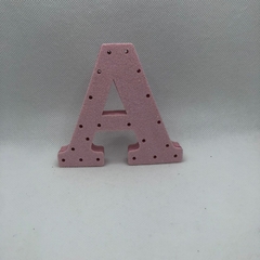 LETRA A EM EVA ROSA BRILHO PARA LED 10 CM - UNIDADE