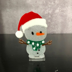 ACRÍLICO COLORIDO BONECO DE NEVE 7 CM C/ BASE - UNIDADE