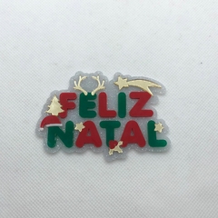 ACRÍLICO FELIZ NATAL COLORIDO SOBREPOSTO 8 CM - UNIDADE