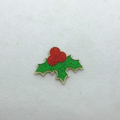 ACRÍLICO NATAL FOLHA COM FRUTINHA 4 CM - UNIDADE