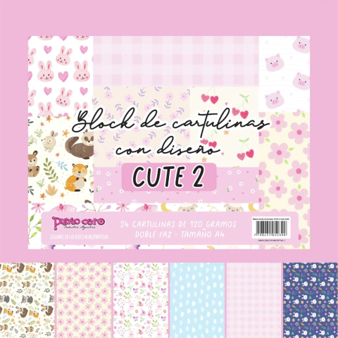 Punto Cero: Block A4 de Cartulinas con diseño: Cute 2