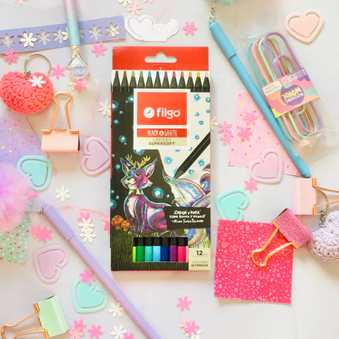 Lápices Filgo Black and White x 12 colores