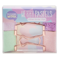 CLIPS BINDER GLITTER PASTEL MOOVING - SET DE 4 UNIDADES
