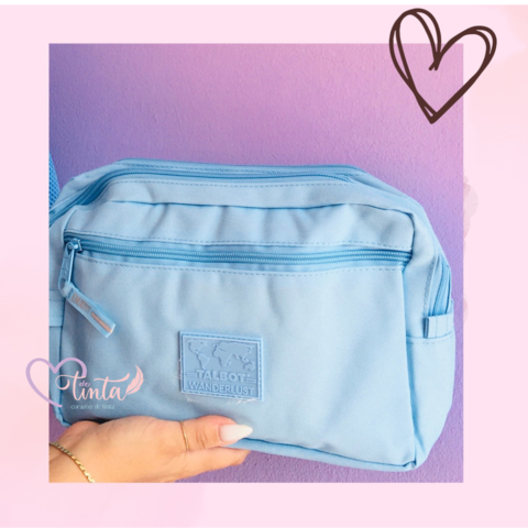 Cartuchera Wanderlust de Talbot - Celeste - 3 cierres
