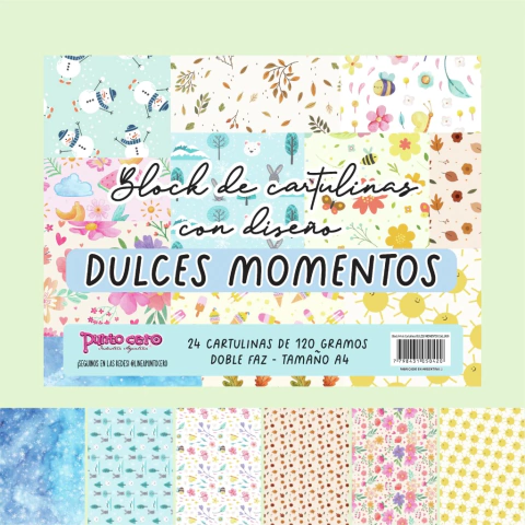 Punto Cero: Block A4 de Cartulinas con diseño: Dulces Momentos