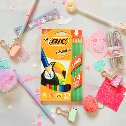 Lápices Largos Bic Evolution x 12 colores + 4 grafitos