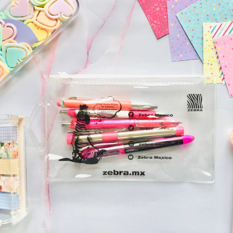 Kit de Escritura Zebra X5 Unidades en tonos Rosas + Estuche