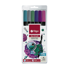 Marcador Dúo Brush Galaxy Filgo por 6 Tonos