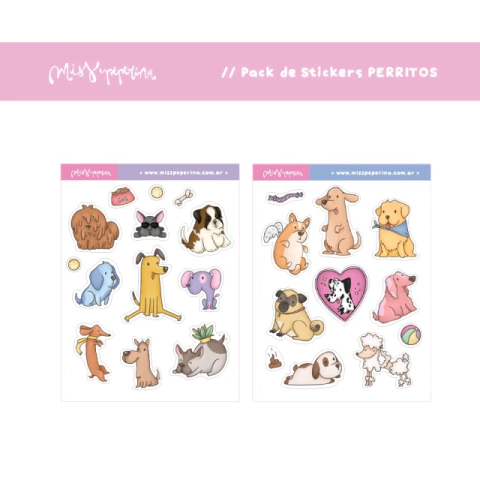 Stickers: Pack Perritos de Miss Peperina
