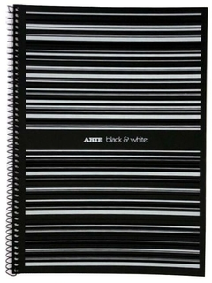 CUADERNO ARTE BLACK AND WHITE 223 x 295 mm x 80 Hojas Rayadas