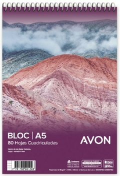 Bloc Avon A5 x 80 Hojas Cuariculado Con Espiral