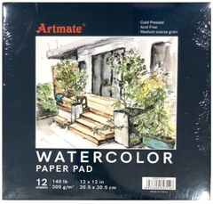 BLOCK 12 HOJAS PARA ACUARELA ARTMATE 300 g - 30,5 cm x 30,5 cm